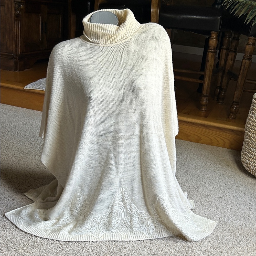 CHARMING CHARLIE TURTLENECK PINCHO SWEATER